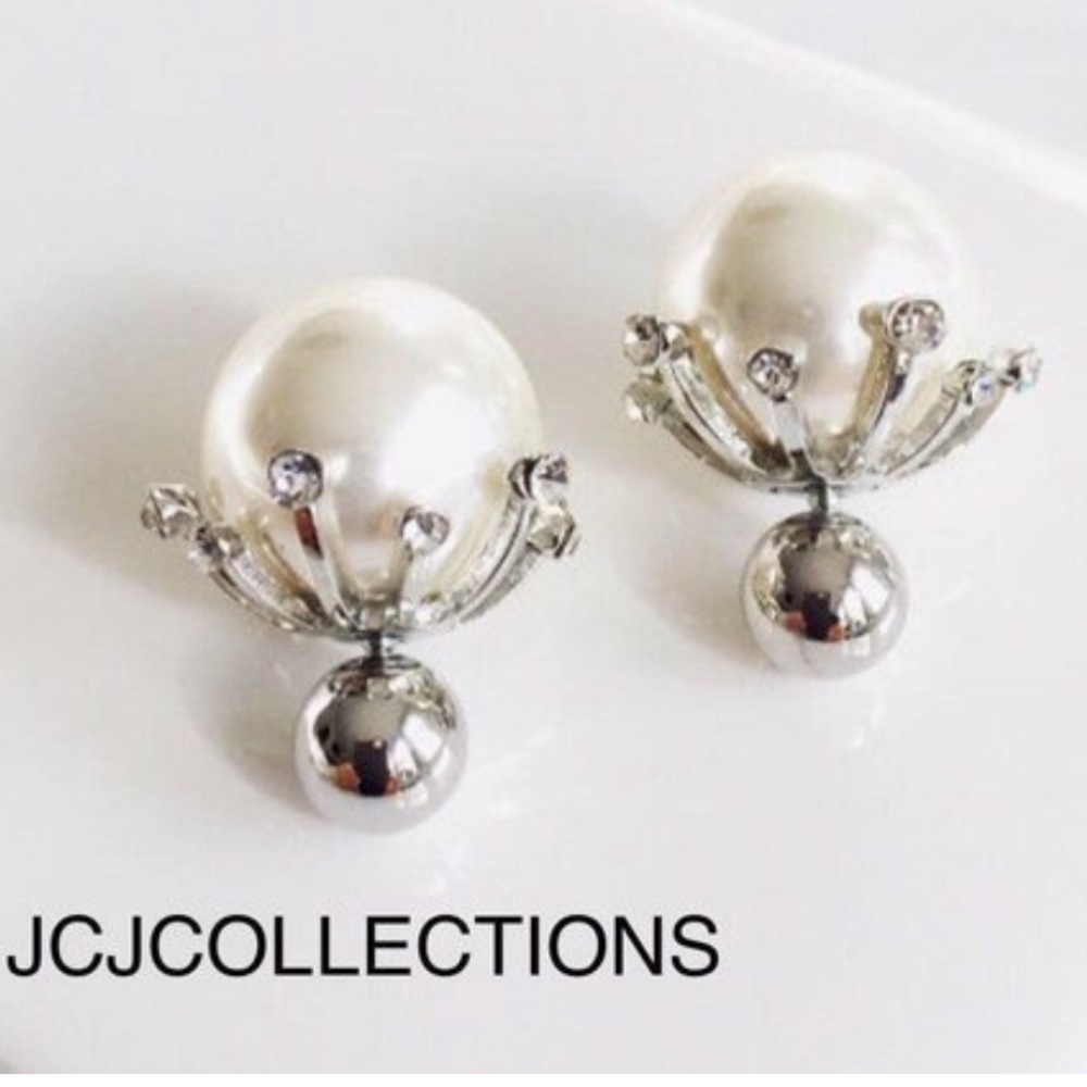 ✨Double Side Pearl & Crystal Earrings✨
